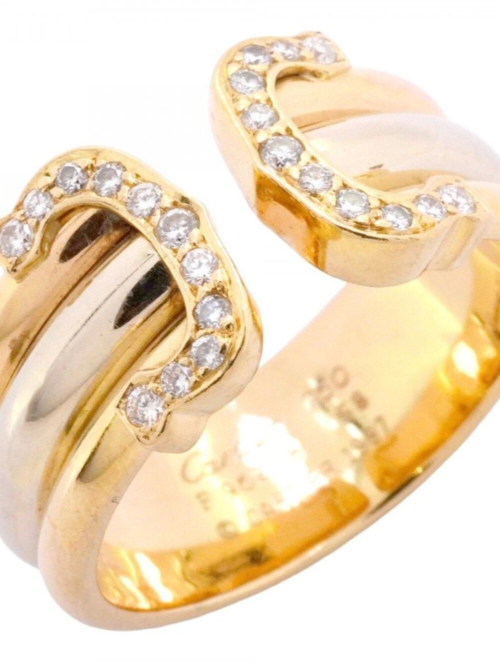 Cartier Ring 2C 18k Yellow Gold 18k White 18k Pink Diamond